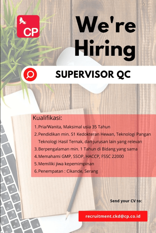 Lowongan Kerja: Supervisor QC Charoen Pokphan