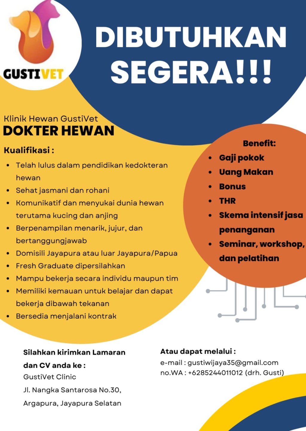 Lowongan Kerja: Klinik Hewan Gusti Vet